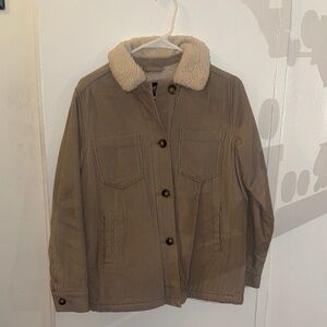 Hollister Kids Brown Corduroy Jacket with Cream Sherpa Collar